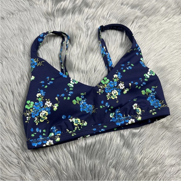aerie Other - Offline By Aerie Navy Floral Wire Free Medium Support Sports Bra Size M
